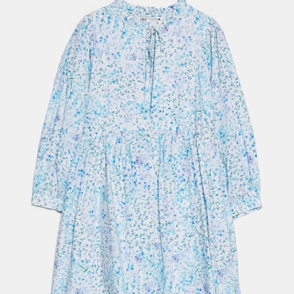 Zara blue printed poplin dress NWT - Picture 9 of 10